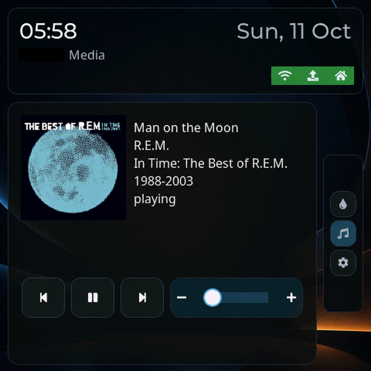 WallDisplay media page with playback controls
